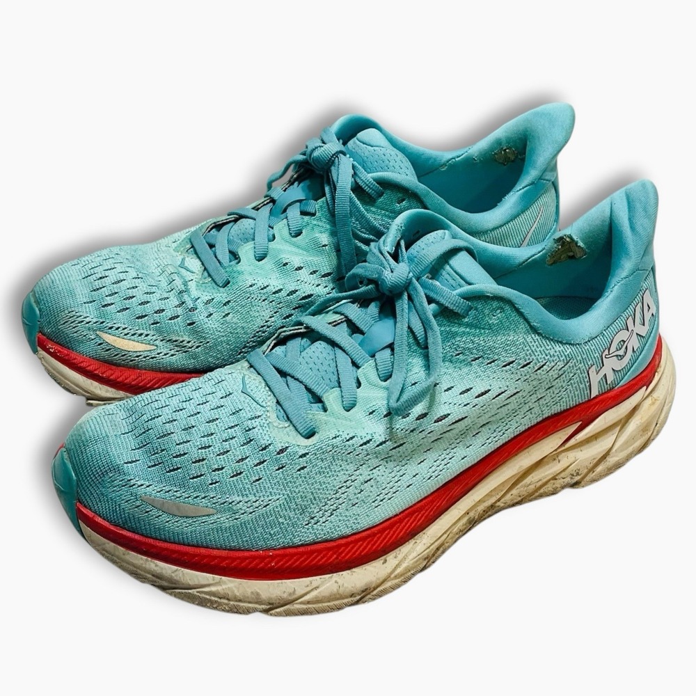 Hoka One Clifton 8 Woman's Sneakers US 8 B Running Shoes 1119394 Eggshell Blue